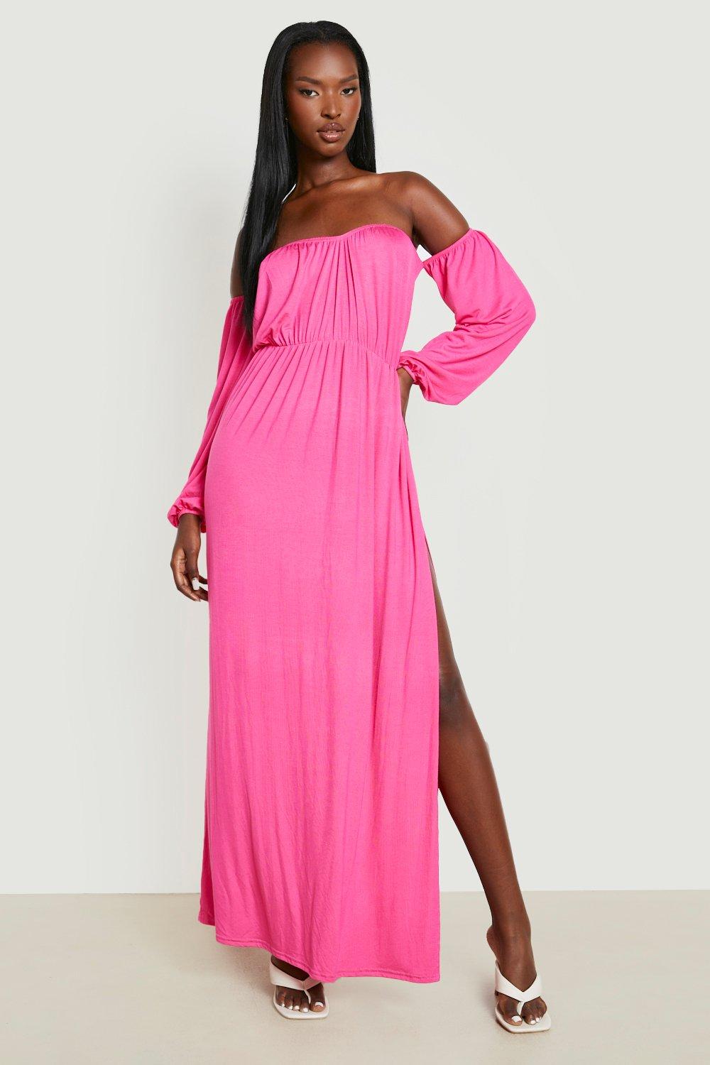 Hot pink 2025 bardot dress